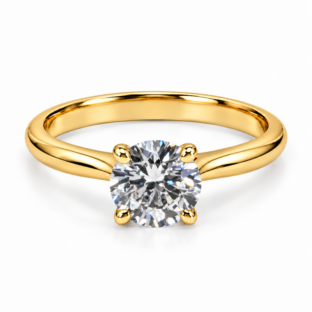 Lab Diamond Ring Brilliant Round 14ct Yellow Gold