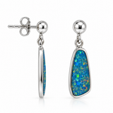 Australian Opal Blue Green Drop Sterling Silver Earrings