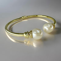 Cultured Freshwater Pearl Gold Hinge Bangle. >> 65% OFF Right Now!!