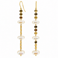Freshwater Pearl Drop Gold Fancy Earrings