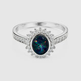 Australian Opal Cubic Zirconia 925 Sterling Silver Ring