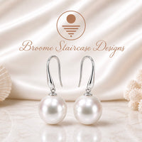 Broome Pearl Oval White Gold Leaf Hook Earrings