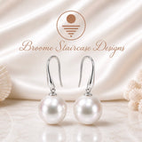 Broome Pearl Oval White Gold Leaf Hook Earrings