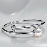 Stunning Pearl and Zirconia Bangle Flexi Bangle