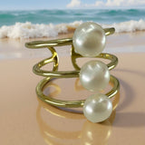 Stacked Freshwater Pearl Gold Ring