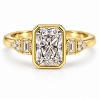 2ct Lab Diamond Rectangle 14ct Yellow Gold Ring