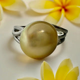 Golden South Sea Silver Twist Band Ring