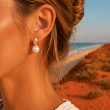 Flawless Broome Oval Pearl Rose Gold Rounded Huggies