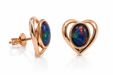 Australian Opal Heart Stud Earrings