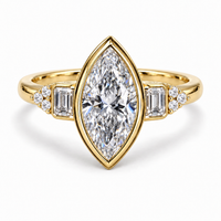 2ct Lab Diamond Marquise Brilliant 14ct Yellow Gold Ring
