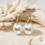 Cultured Broome Pearl 9ct Gold Hook Earrings