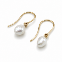Keshi Broome Pearl 9ct Gold Fine Hook Earrings