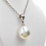 Cultured Broome Pearl White Gold diamond drop pendant