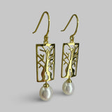 Cultured Freshwater Pearl Boab Tree Earrings Gold