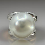 9ct White Gold Double Band Broome Pearl Ring