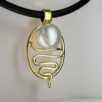 Blue Haze Staircase to the Moon Pearl Gold Pendant