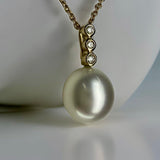 Broome Pearl Bezel Set Diamond Necklace