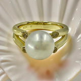 Cultured Freshwater White Pearl Ring Gold