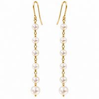 Cultured Freshwater Pearl Chain Drop Gold Earrings