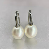 Cultured Freshwater Pearl Shepard Hook Silver Earrings