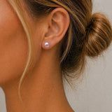 Cultured Pink Pearl Gold Stud Earrings