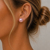 Cultured Pink Pearl Gold Stud Earrings