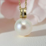 Broome Pearl Pave Set Diamond Gold Pendant