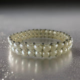 Cultured Freshwater Pearl Stretchy Double Band Bracelet