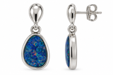 Australian Opal Ocean Blue with Aqua and Red Earrings