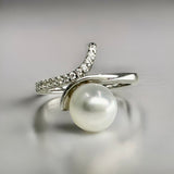 Sterling Silver Broome Pearl Cubic Zirconia Ring