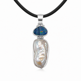 Australian Opal & Baroque Pearl Sterling Silver Pendant
