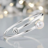 Stunning Pearl and Zirconia Bangle Flexi Bangle