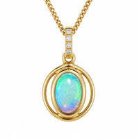 Australian Turquoise & Blue Opal 18ct Gold Diamond Pendant