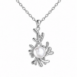 Coral Design Freshwater Pearl Sterling Silver Pendant