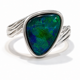 Australian Opal Stunning Blue Green Sterling Swirl Band Ring