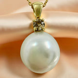 Cultured Broome Pearl 18ct Diamond Pendant