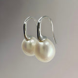 Cultured Freshwater Pearl Shepard Hook Silver Earrings