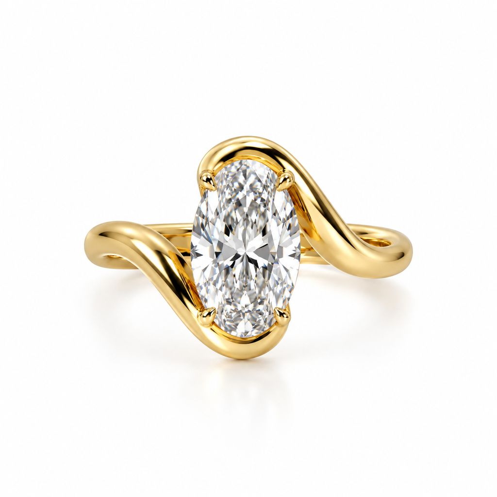 Lab Grown Twist Oval Diamond 14ct Engagement Ring