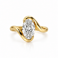 Lab Grown Twist Oval Diamond 14ct Engagement Ring
