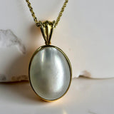Broome Mabe Blister Pearl Oval 9ct Gold Pendant