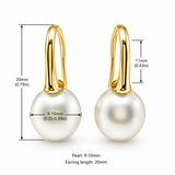 Cultured White Pearl Gold Hook Earrings
