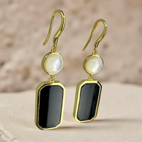 Onyx and Pinctada Mother of Pearl Earrings