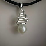 Eco Beach Setting Moon Staircase Silver Freshwater Pearl Pendant