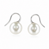 Broome Pearl Oval 9ct White Gold Classic Hook Earrings