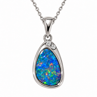 Australian Opal Coastal Drop Silver Pendant