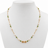 Freshwater Pearl Green Gemstone Gold Necklace