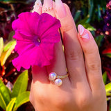 Cultured Freshwater Pearl and Cubic Zirconia Ring gold