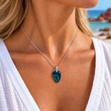 Australian Opal Ocean Waves Blue & Aqua and Black Pendant