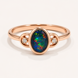 Australian Opal and Cubic Zirconia Rose 925 Ring