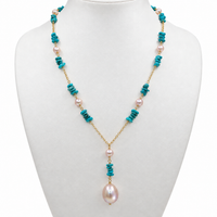 Freshwater Pearl and Turquoise Gemstone Necklace